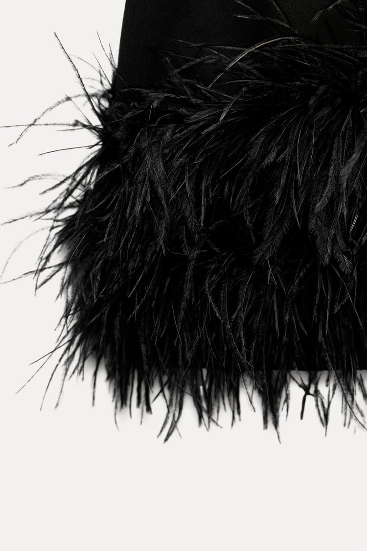 Women Mini Dress | Neckless Feather Edge Fitted Mini Length Silhouette