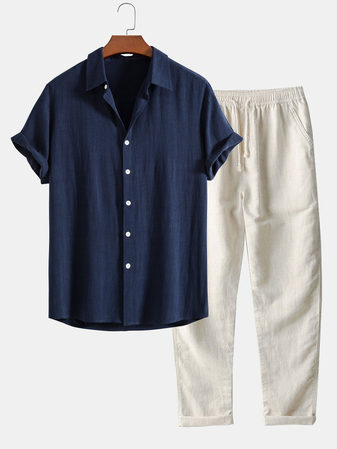 Herren Set | Hemd mit Stehkragen und Hose mit geradem Bund