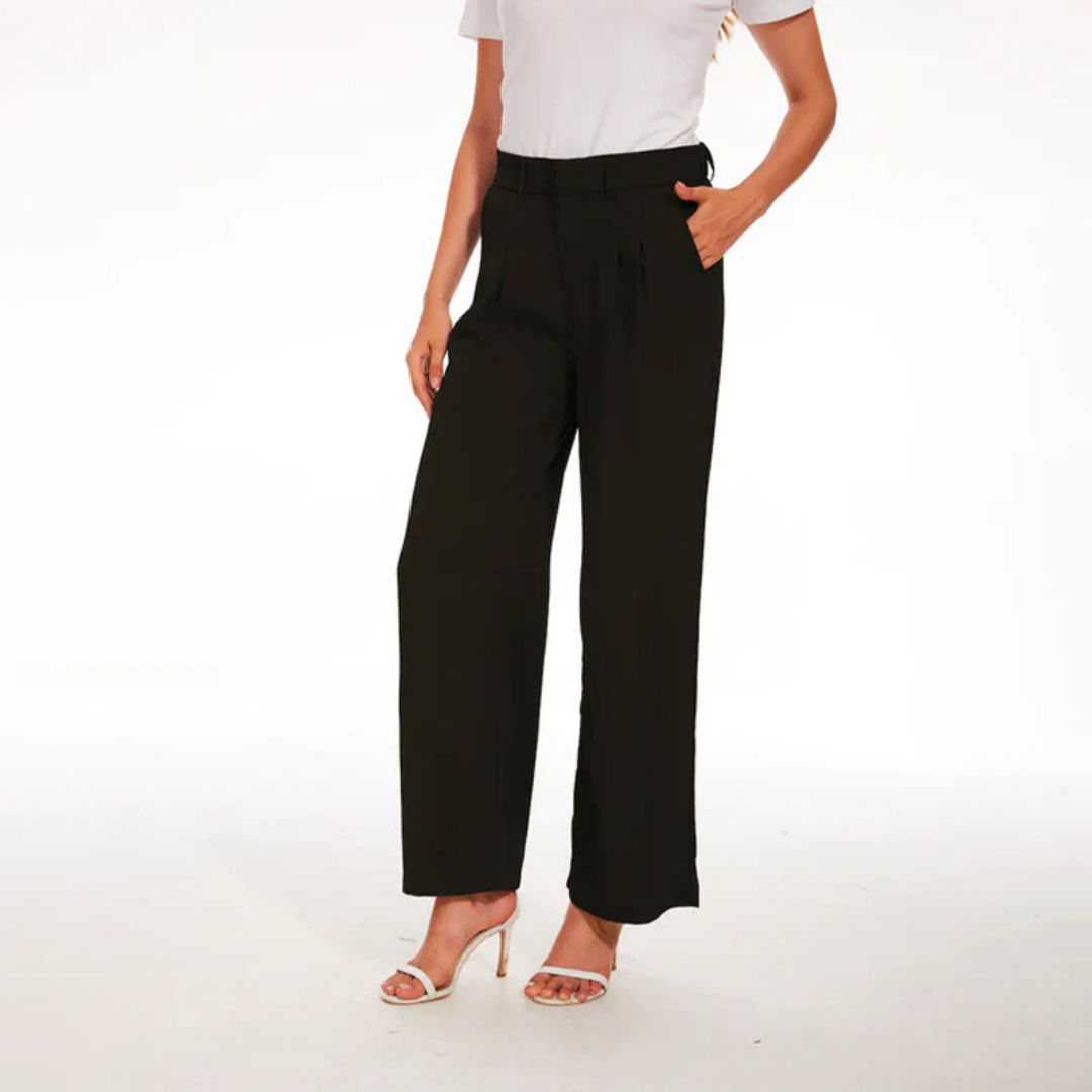 Damen-Hose mit Hoher Taille | weite Beinführung