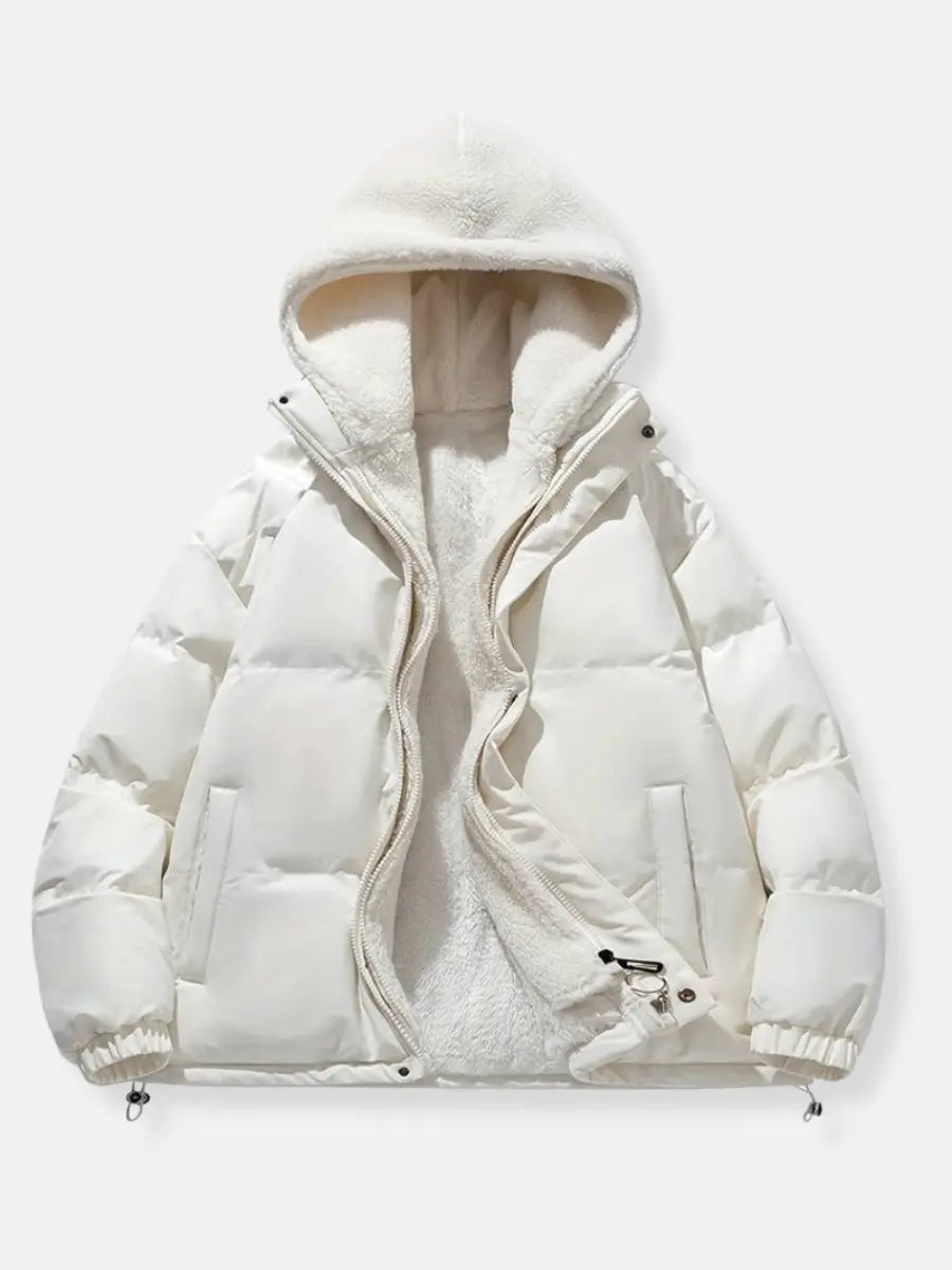 Warme Damen Winterjacke mit Reißverschluss | Mit Kapuze