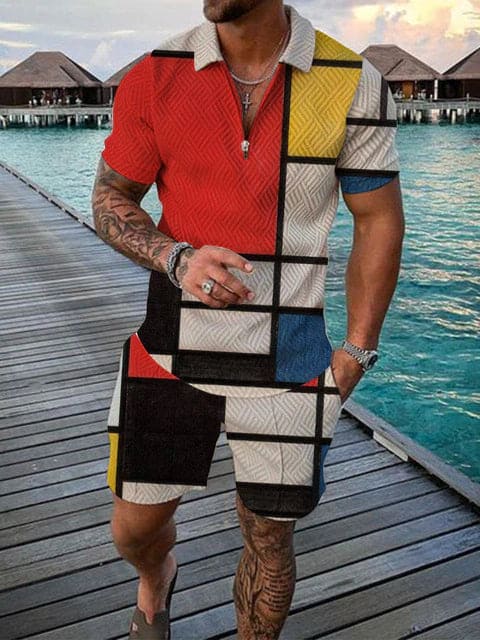 Herren Freizeit-Set | zweiteiliges Outfit mit Aufdruck
