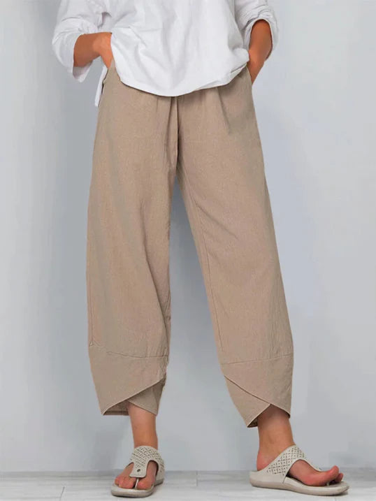 Women Trousers | Cropped Leg Relaxed Fit Silhouette Design