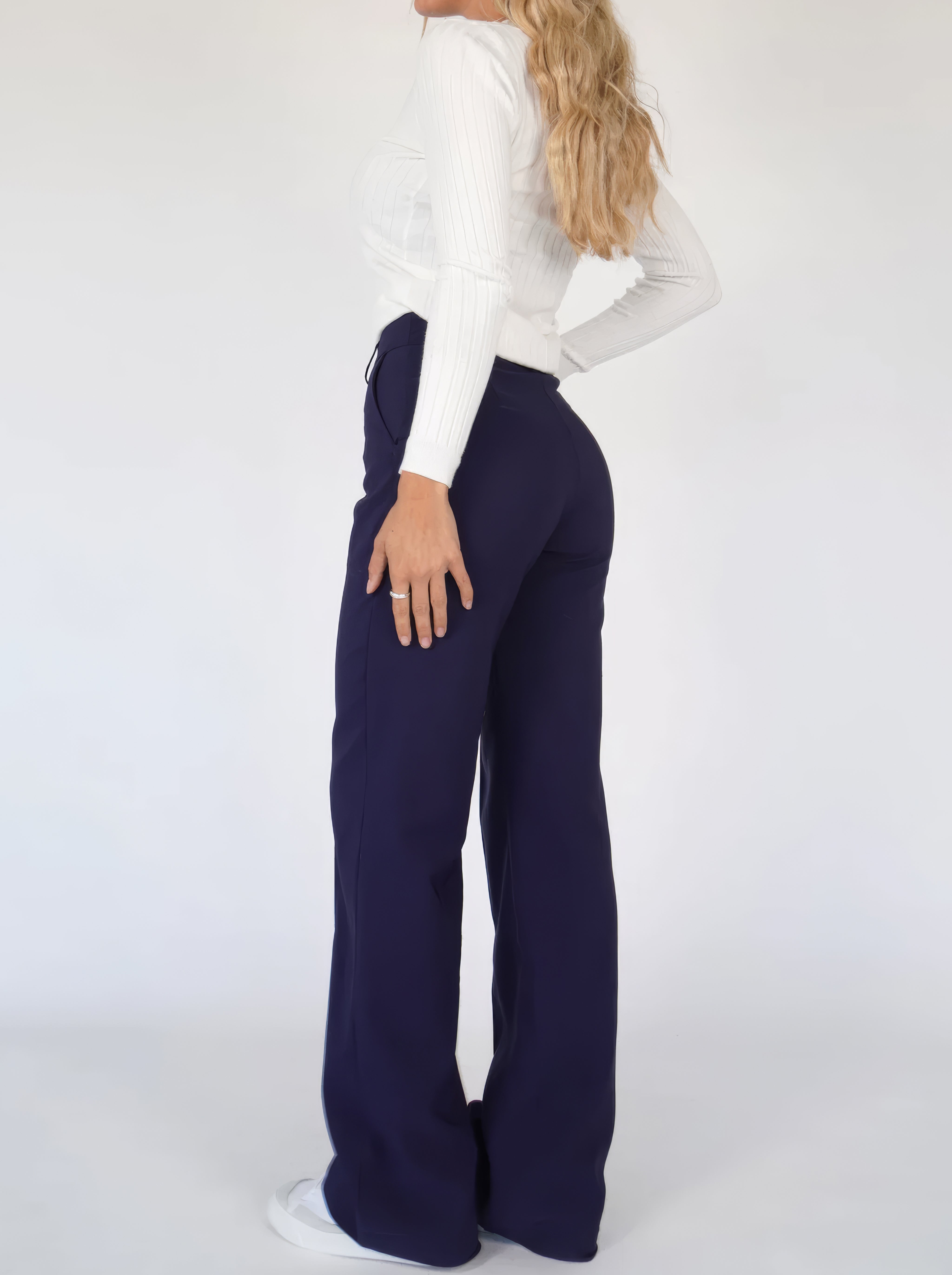 Women Trousers | High Waist Straight Leg Fit