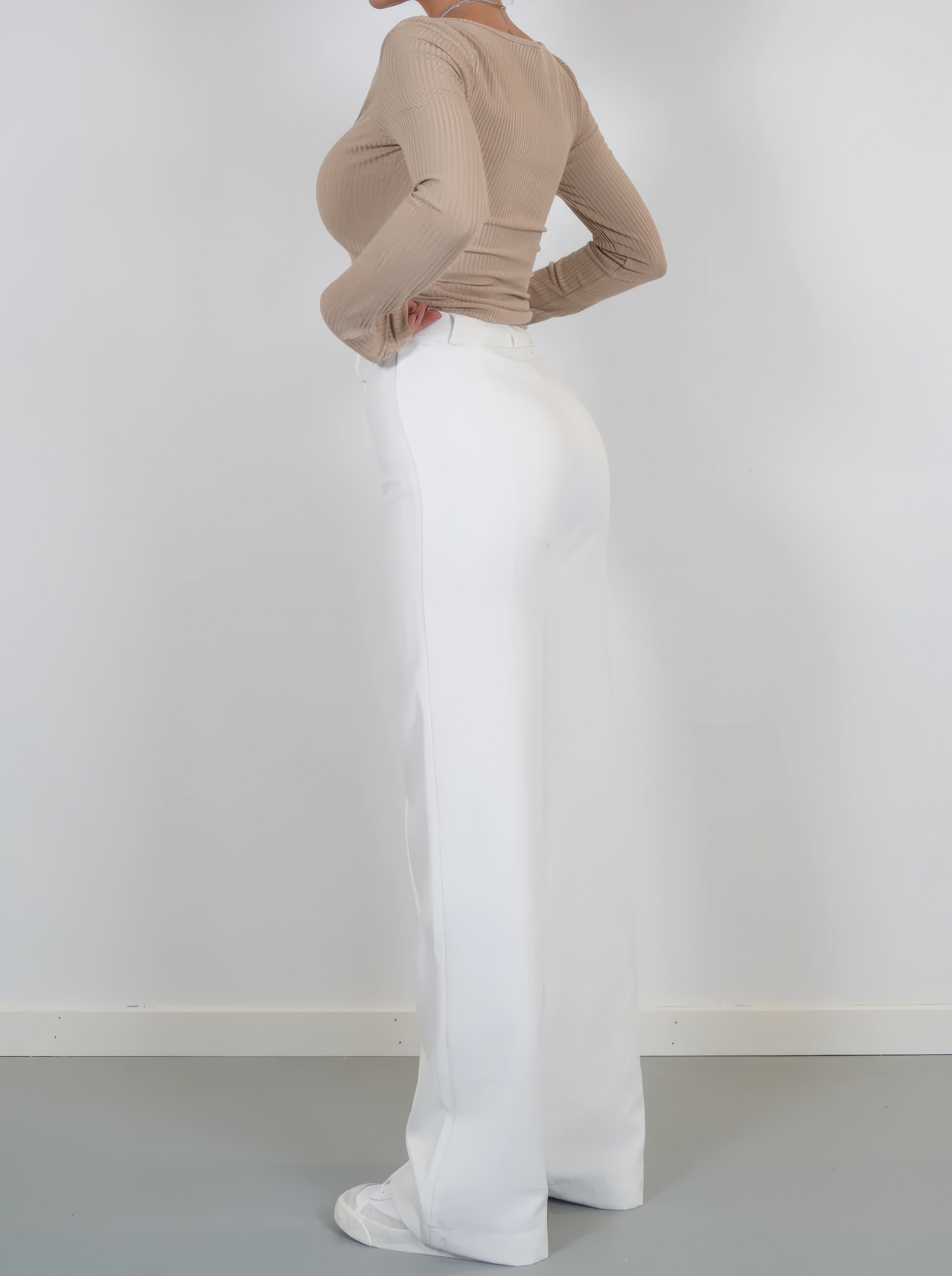 Women Trousers | High Waist Straight Leg Fit