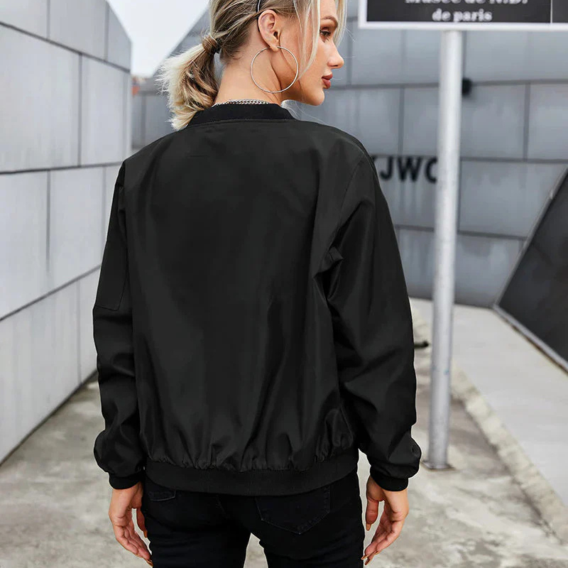 Damen Kurze Bomberjacke | Reißverschluss