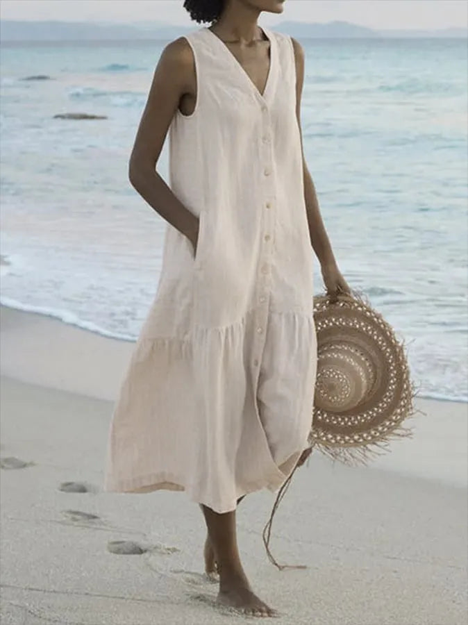 Women Midi Dress | Button Front Placket Design