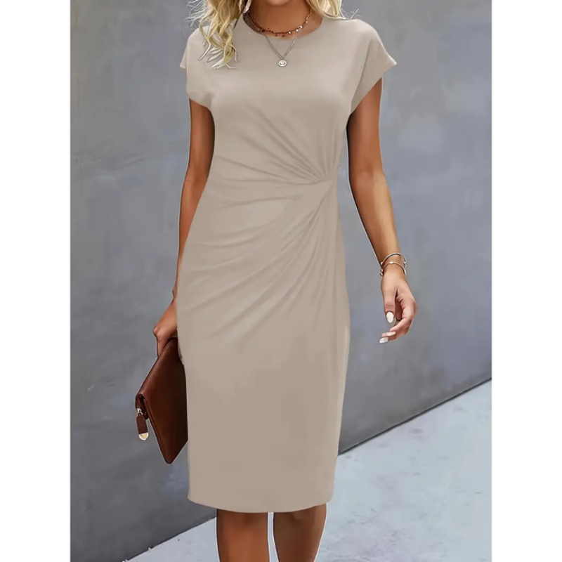 Damen Kleid Midi | kurzärmlige Ausführung mit klarer Form