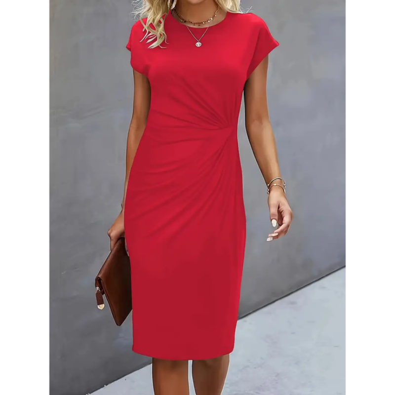 Damen Kleid Midi | kurzärmlige Ausführung mit klarer Form