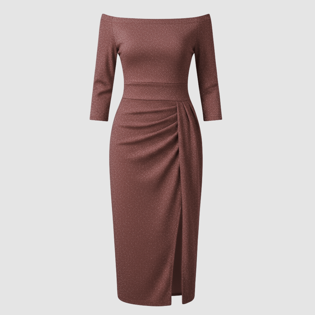 Damen Kleid | mittellange Form mit schulterfreiem Oberteil