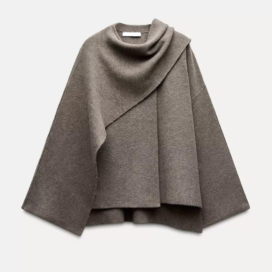 Damen Cape Winterjacke | Knopfverschluss und weiter Schnitt
