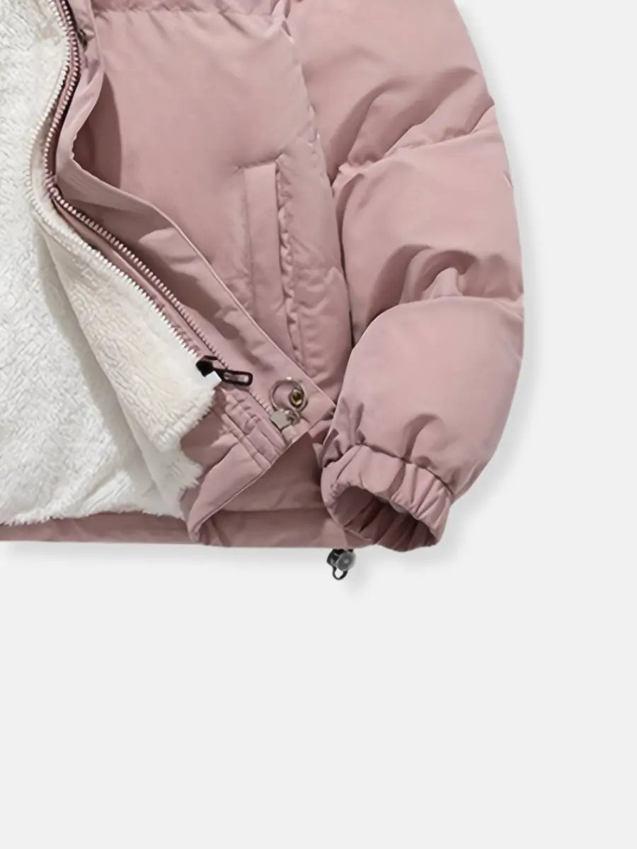 Warme Damen Winterjacke mit Reißverschluss | Mit Kapuze