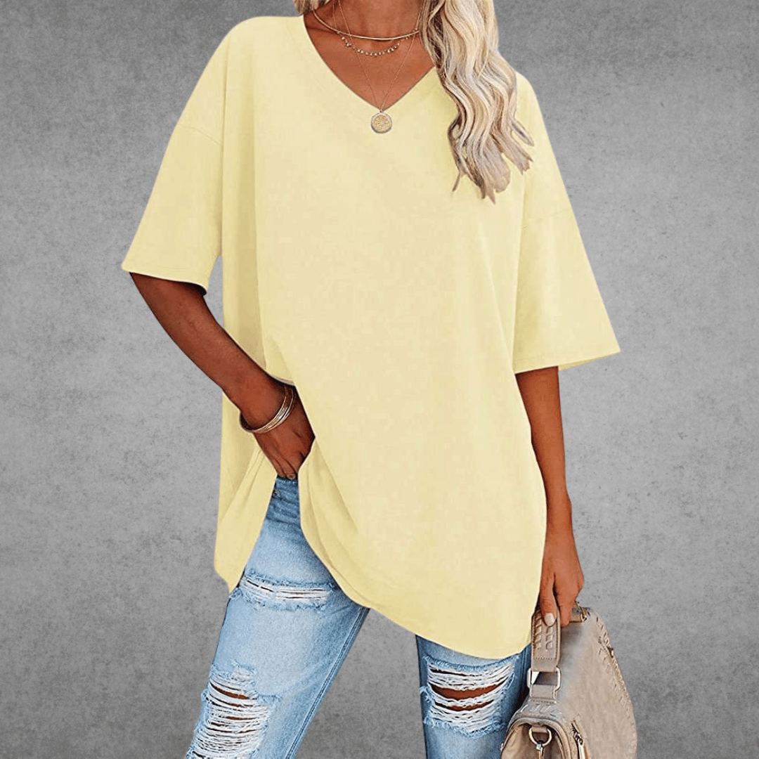 Women T-Shirt | V-Neck Short Sleeve Regular Fit