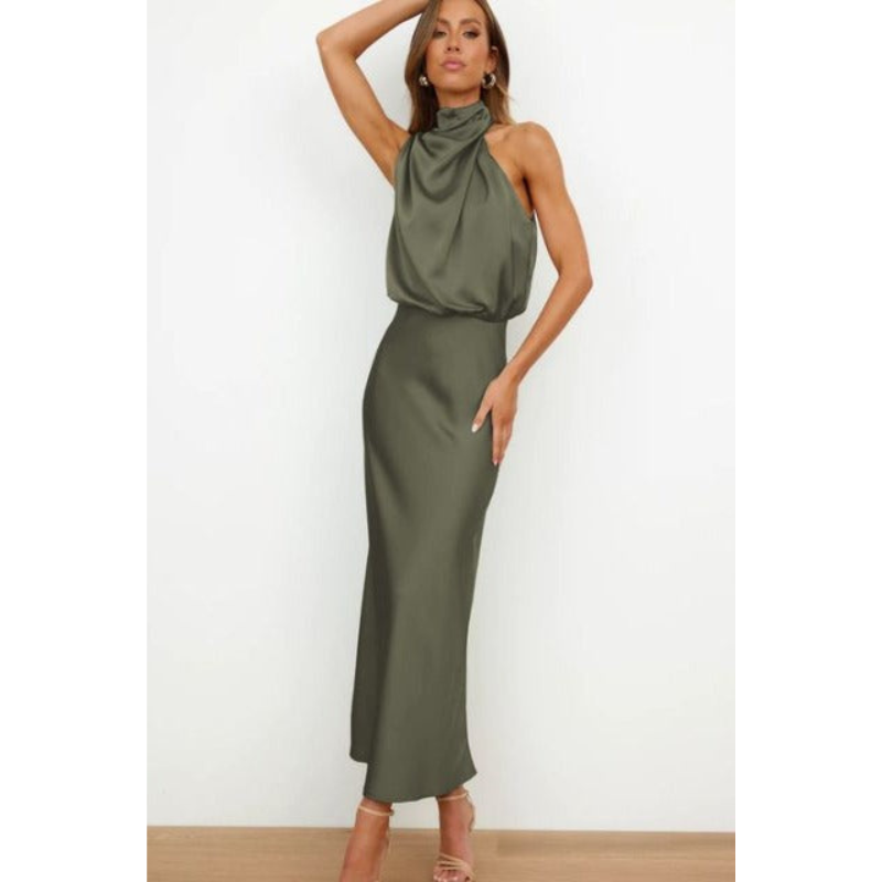 Damen-Abendkleid mit Neckholder-Ausschnitt | Midi-Länge