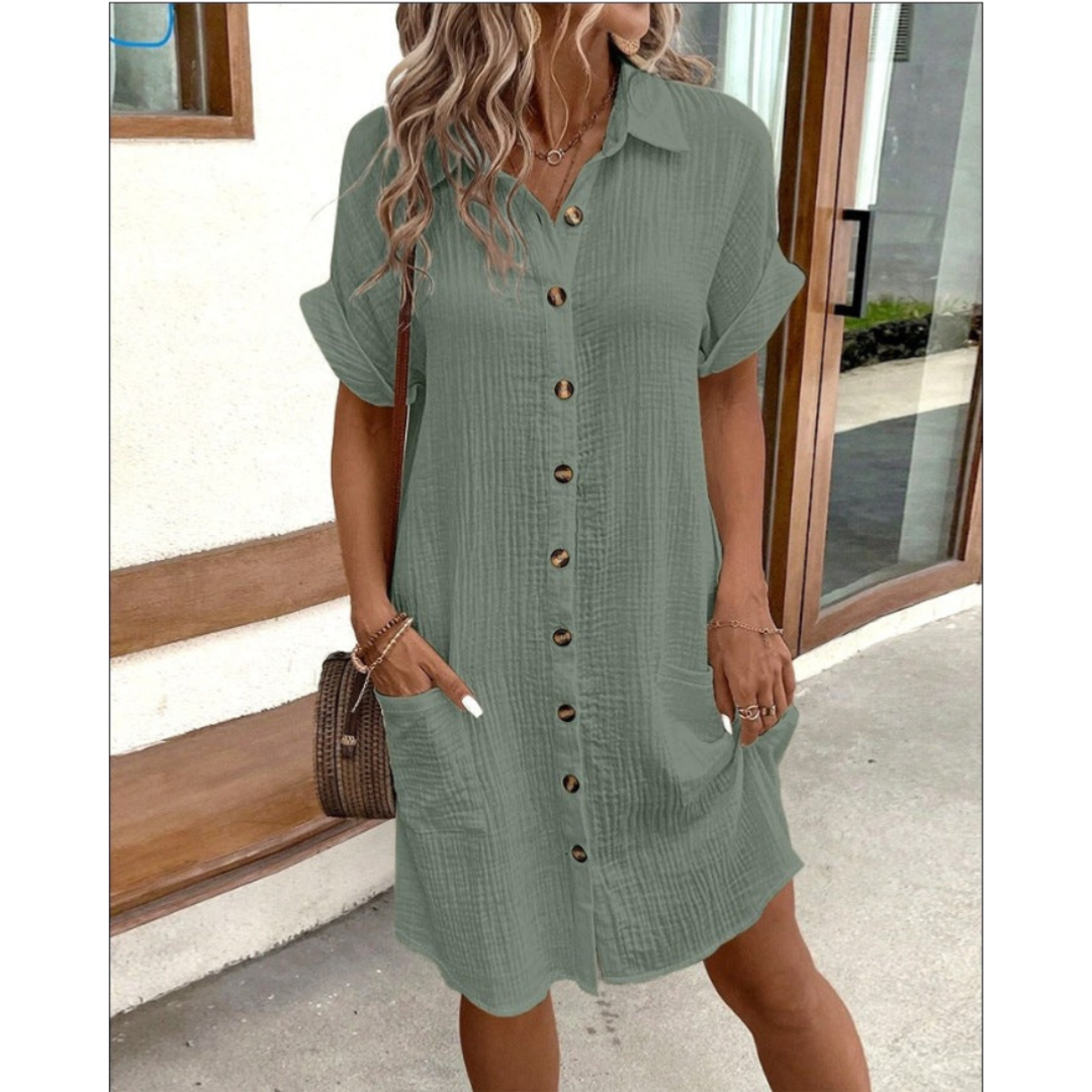 Women Shirt Dress | Relaxed Fit Midi Length