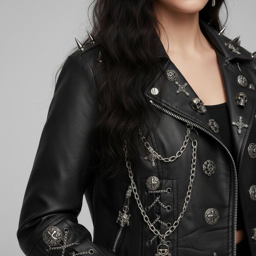 Unisexjacke | Biker-Ausführung mit Metallelementen
