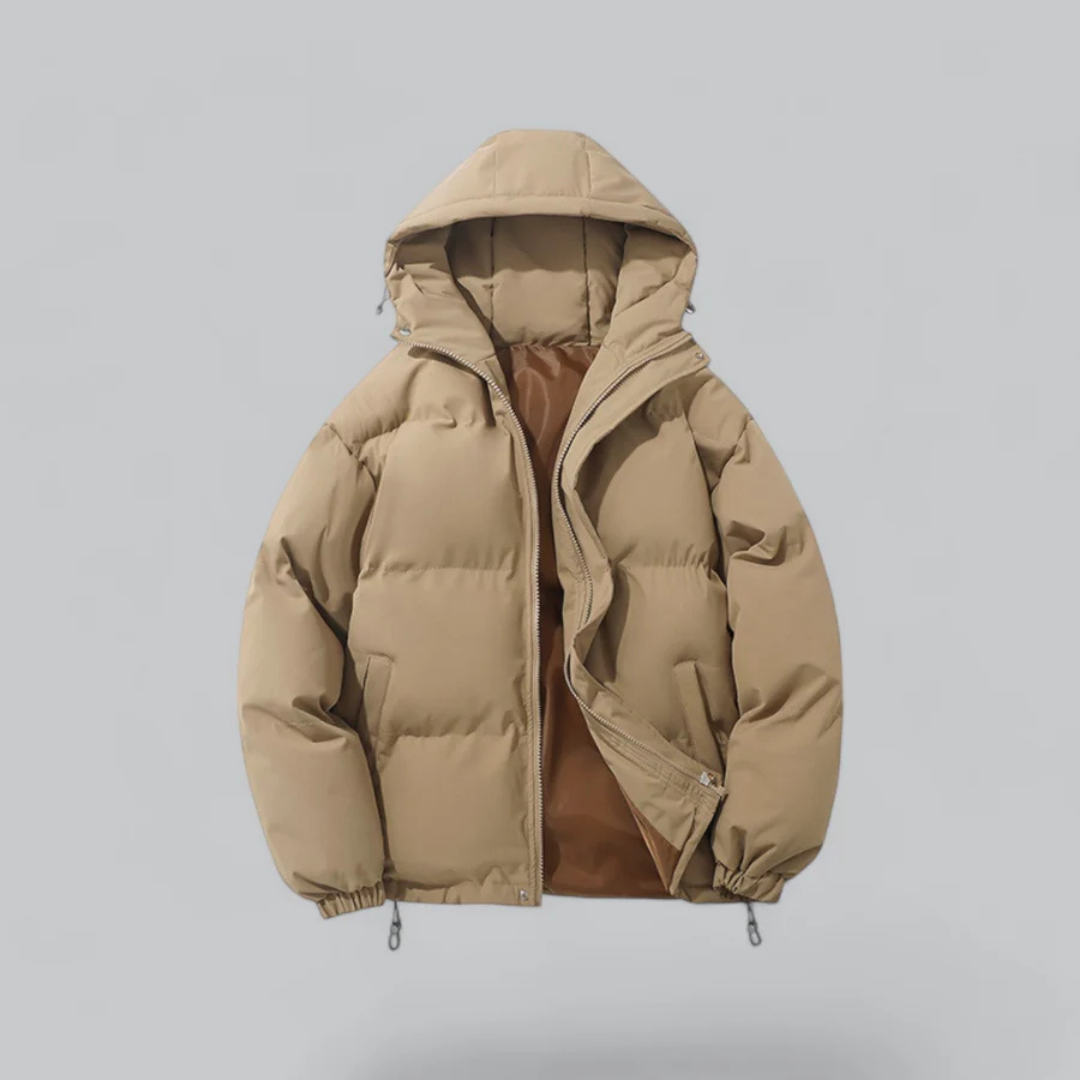 Herrenwinterjacke mit Kapuze | Reißverschlussform