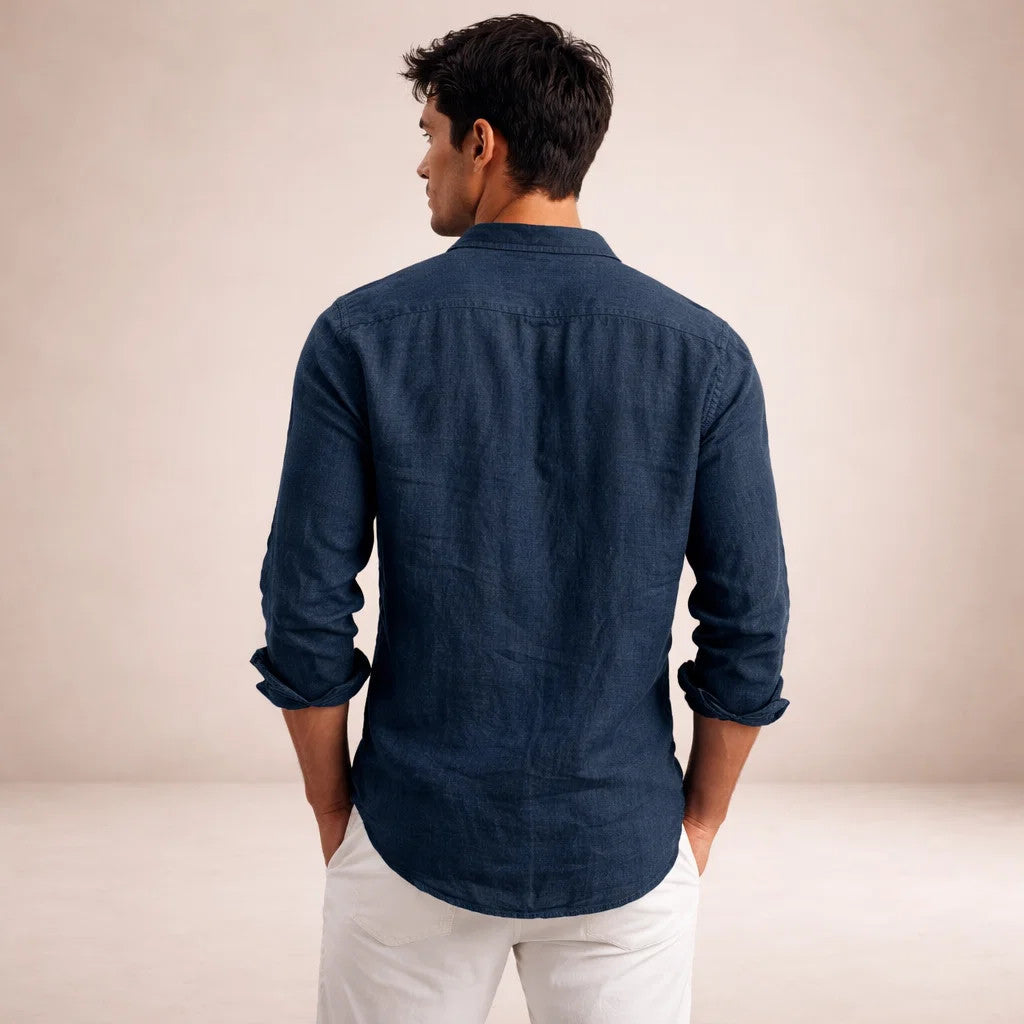 Herren Hemd | offene Kragenlinie mit Knopfleiste