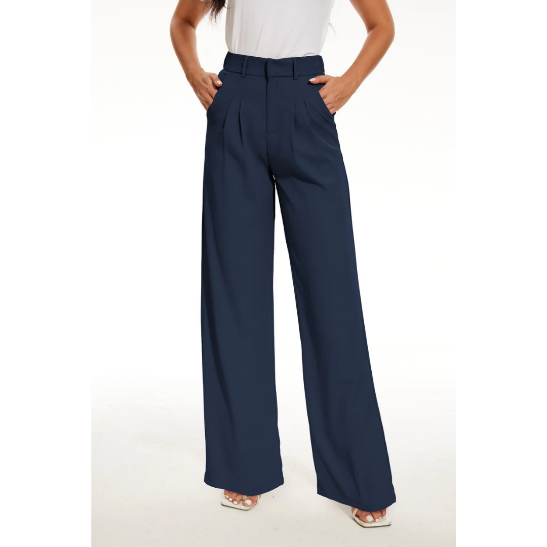 Damen-Hose mit Hoher Taille | weite Beinführung