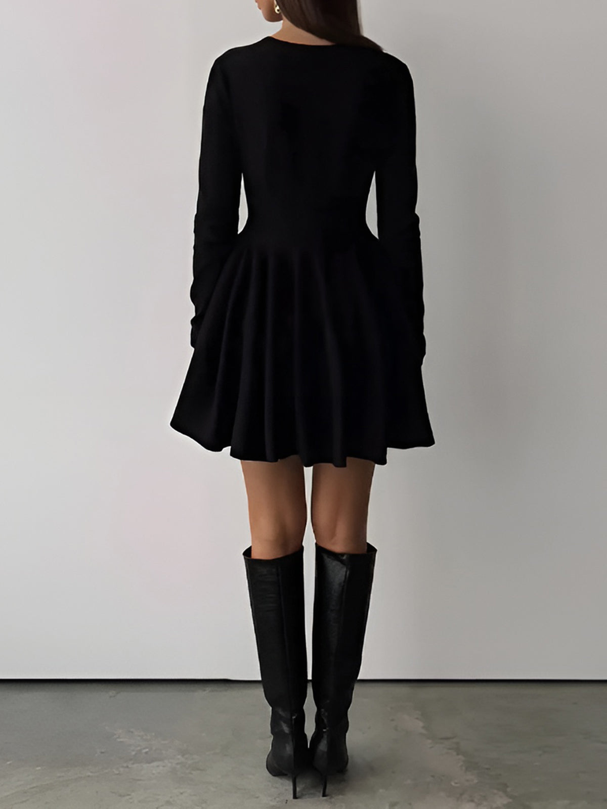 Women A-Line Long Sleeve Dress | Round Neckline Structure Design