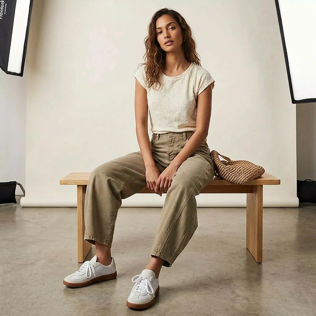 Damen Jeans | weiter Beinverlauf mit Bund und Taschen