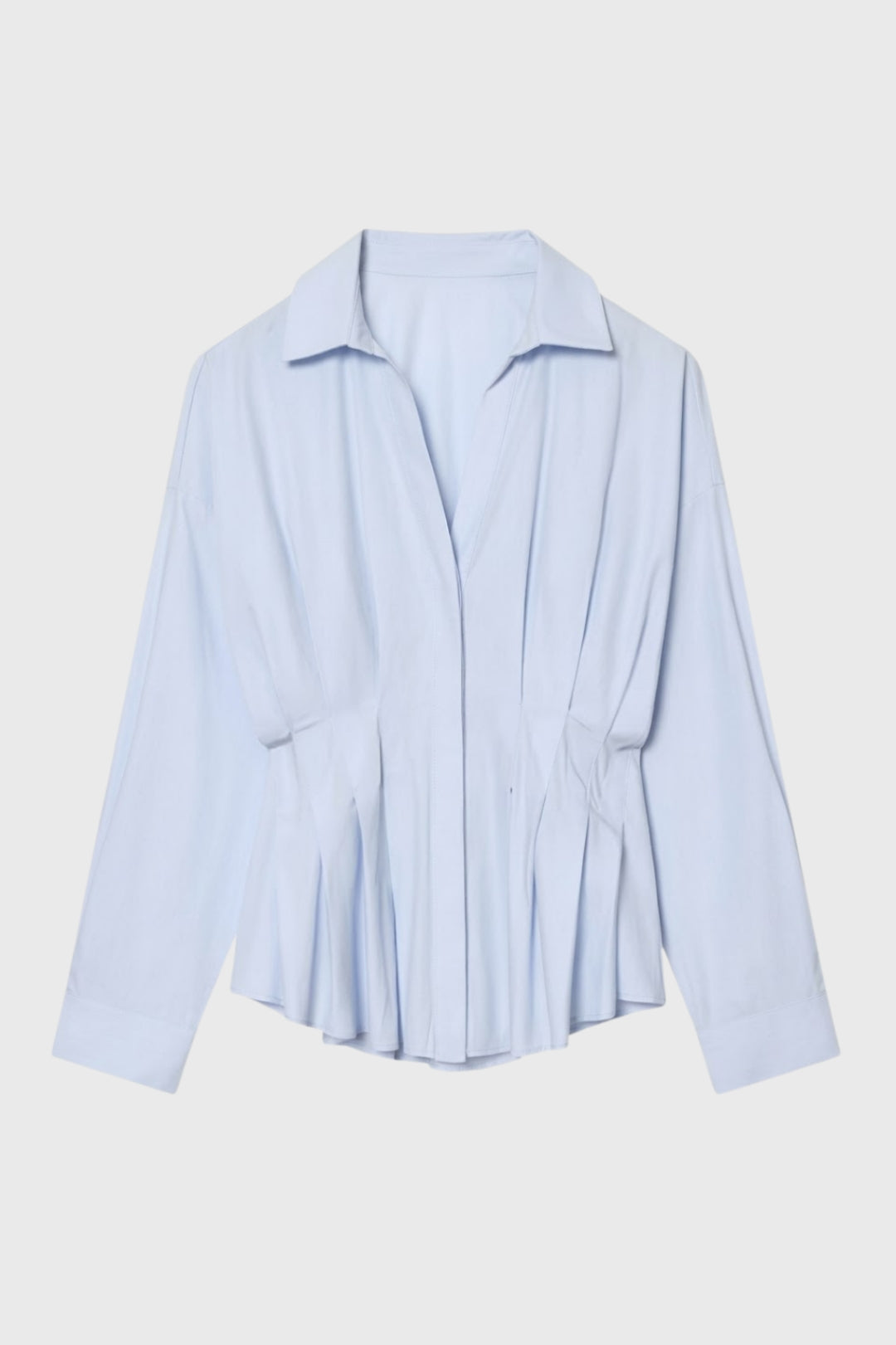 Damen Bluse | Kragen mit Taillenband und Falten