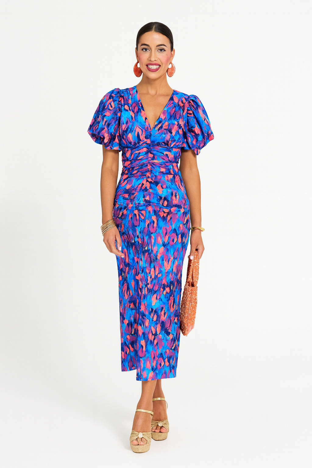 Women Midi Dress | Puff Sleeve Design