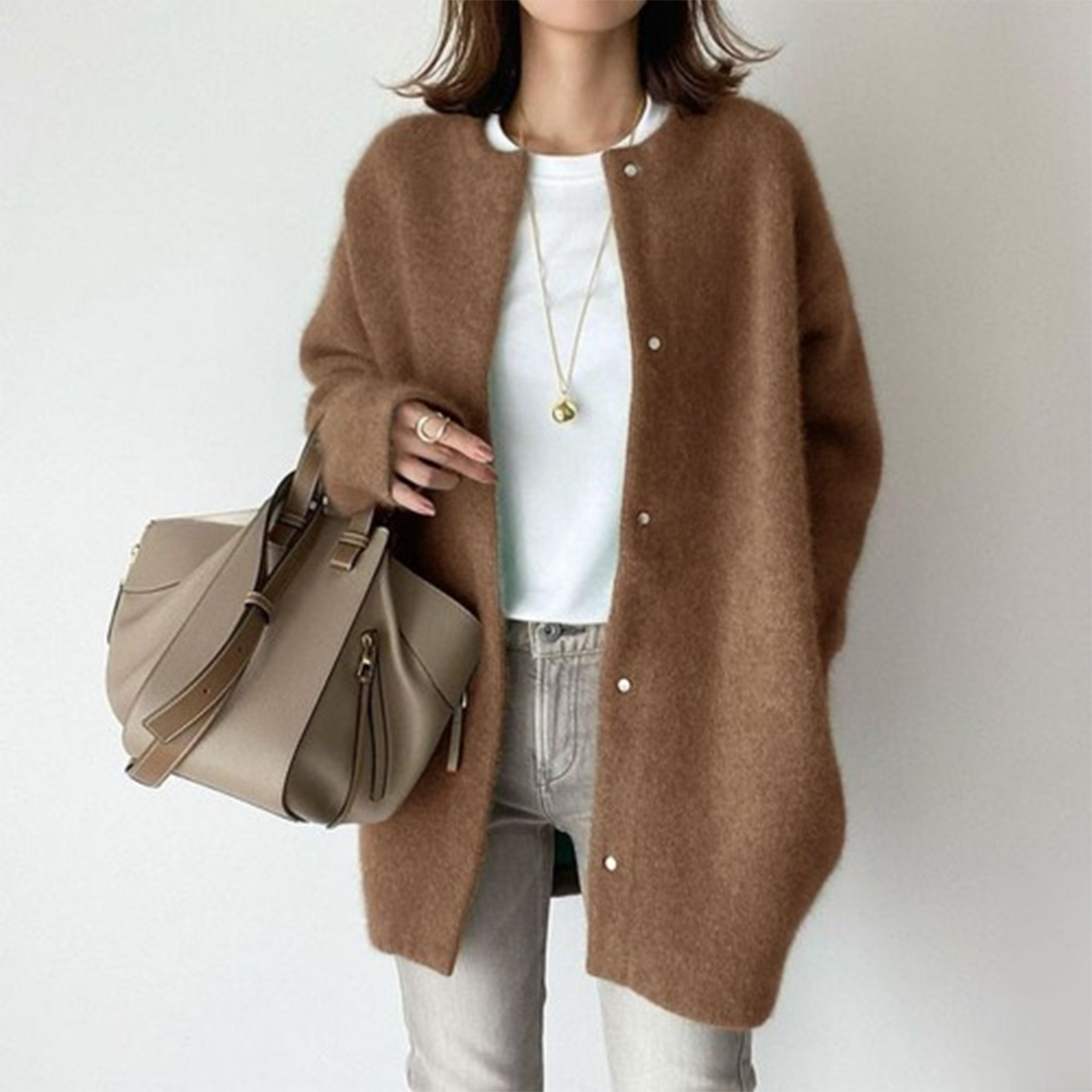 Damen Strickjacke | offen mit definierten Schultern