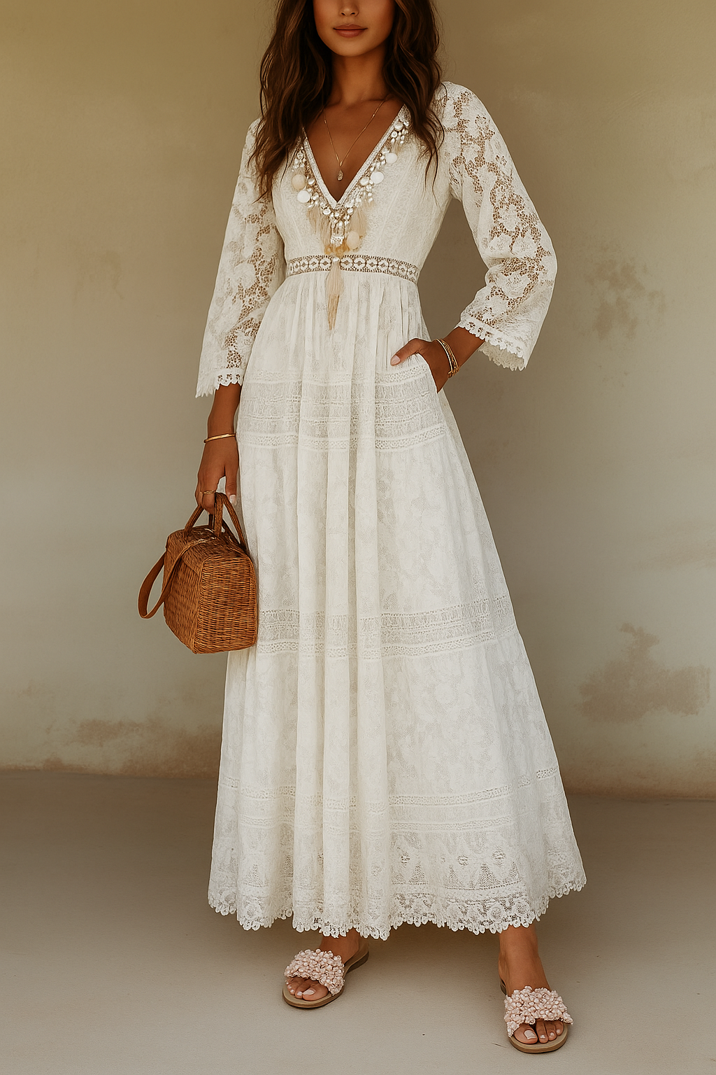 Damen Kleid | Lange Ausführung mit Blumenmuster
