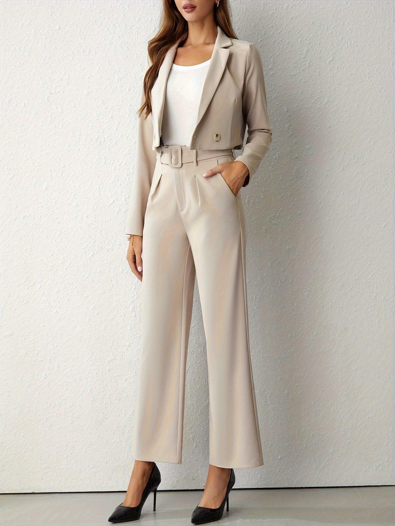 Damen Set | Zweiteilige Kombination mit Blazer und weiter Hose