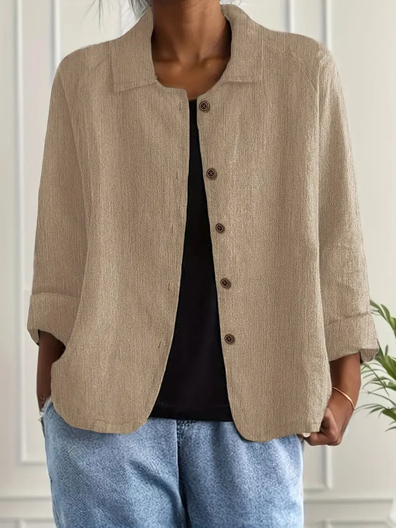 Damen Jacke | Knopfleiste mit Kragen und Kurzform