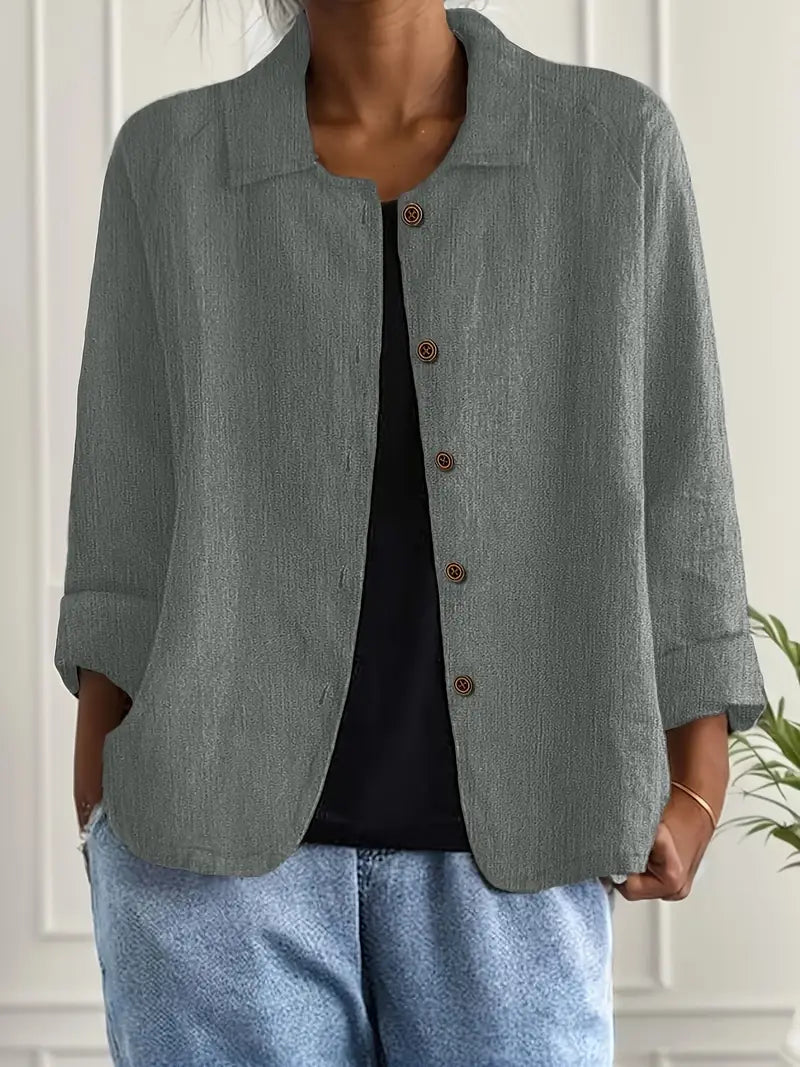 Damen Jacke | Knopfleiste mit Kragen und Kurzform