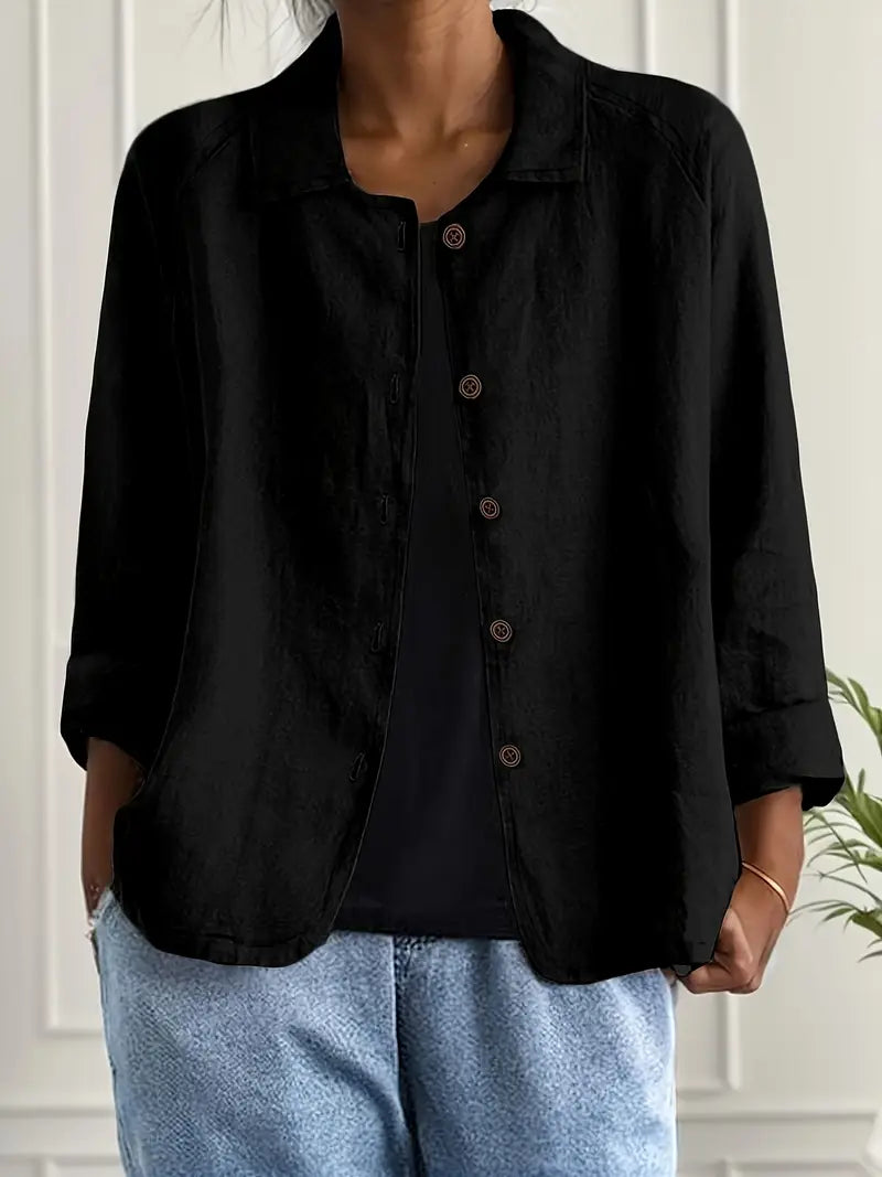 Damen Jacke | Knopfleiste mit Kragen und Kurzform