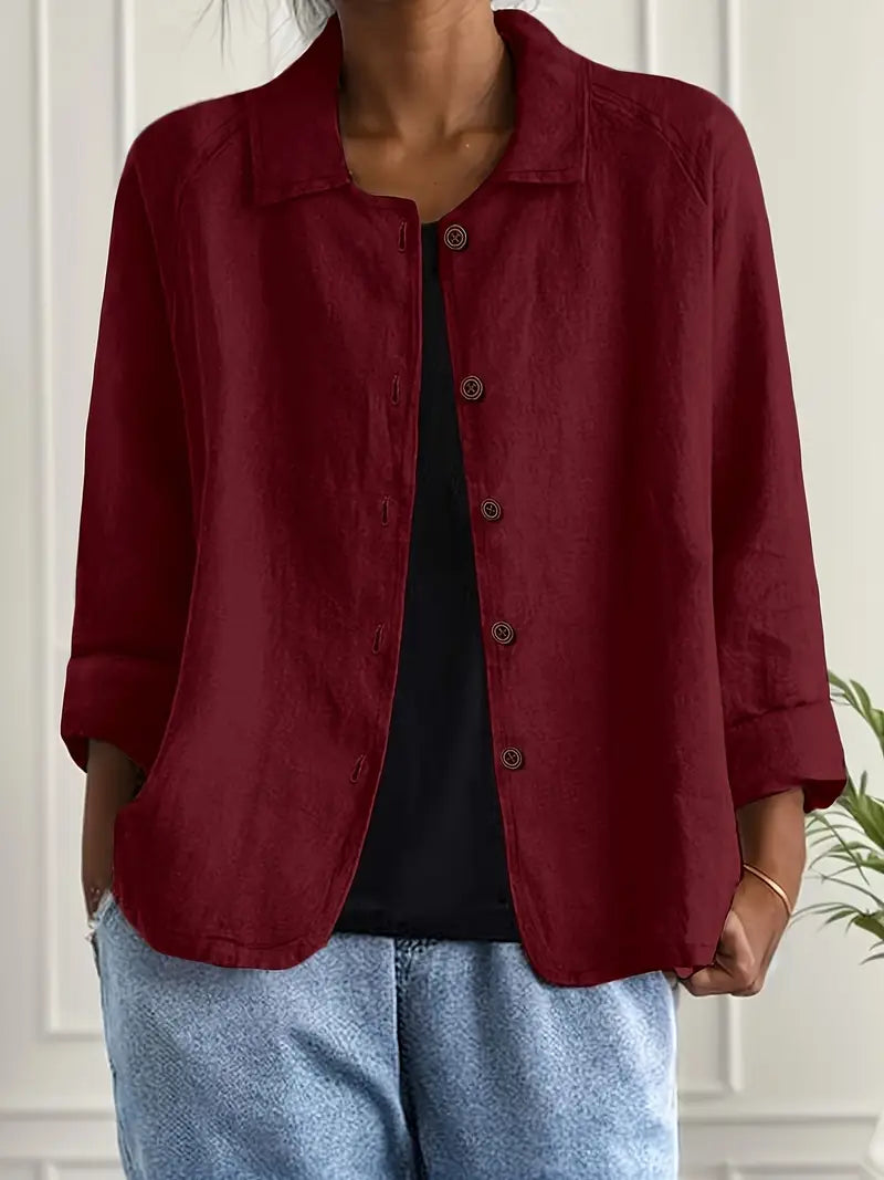 Damen Jacke | Knopfleiste mit Kragen und Kurzform
