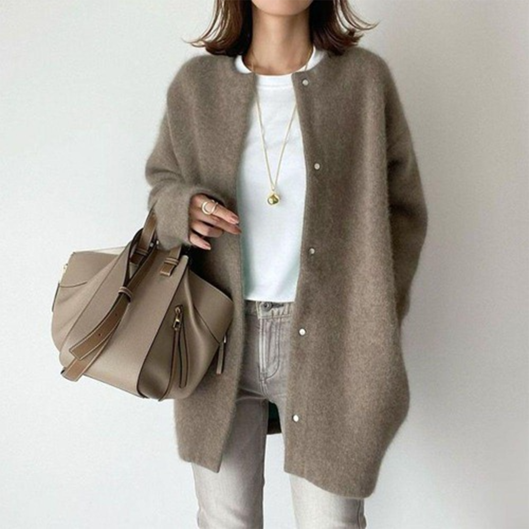 Damen Strickjacke | offen mit definierten Schultern