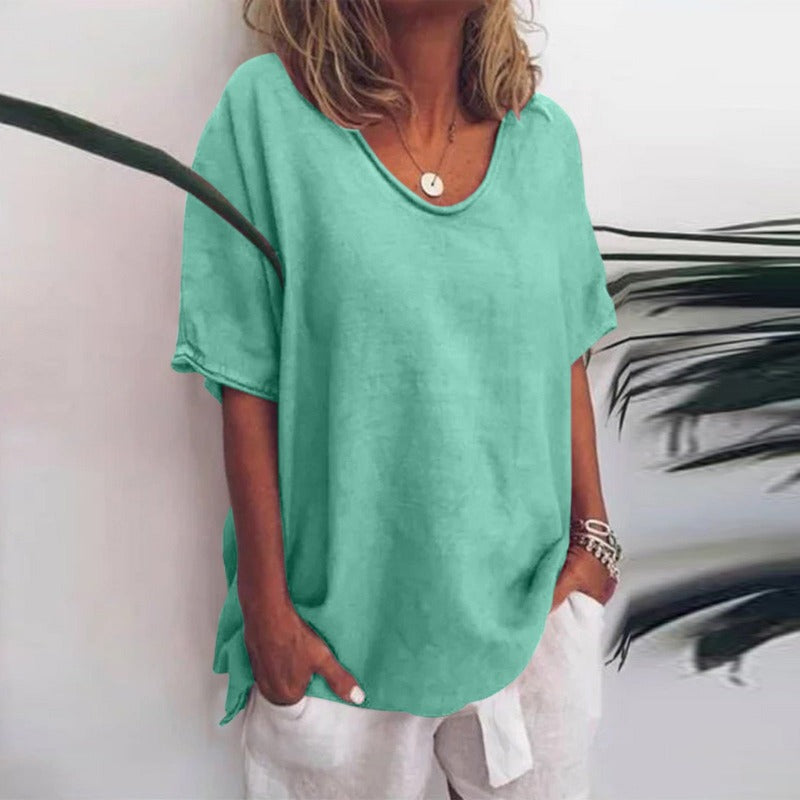 Women Blouse | Short Sleeves And Loose Fit Silhouette Design