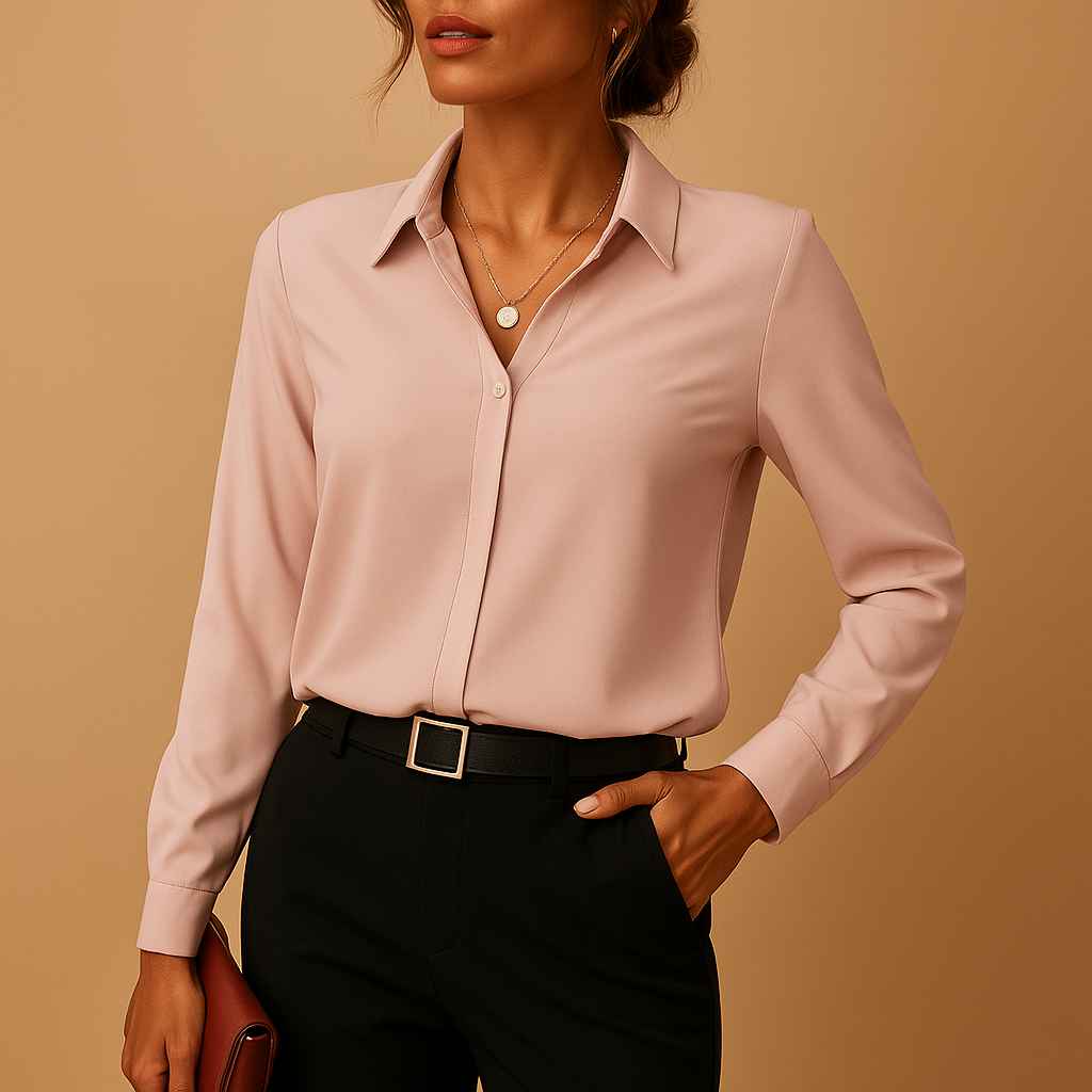 Women Blouse | Fitted Design With Classic Collar And Button Closure