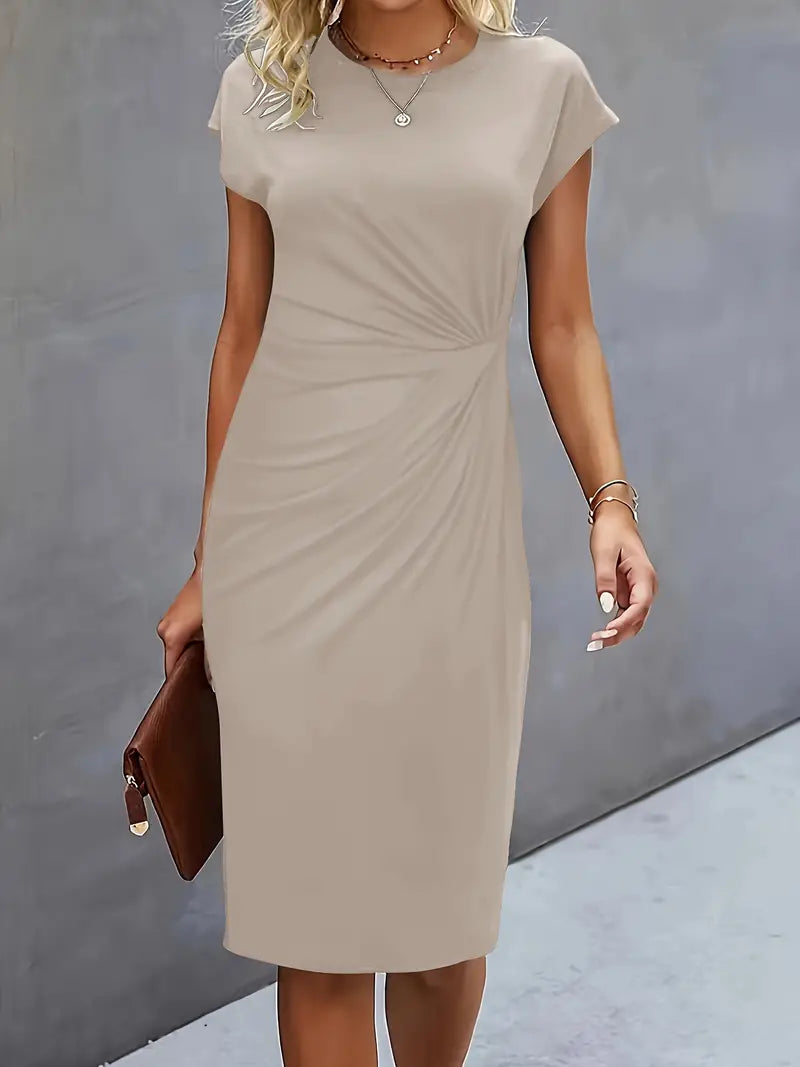 Women Midi Dress | Tailored Fit With Round Neckline Silhouette Design