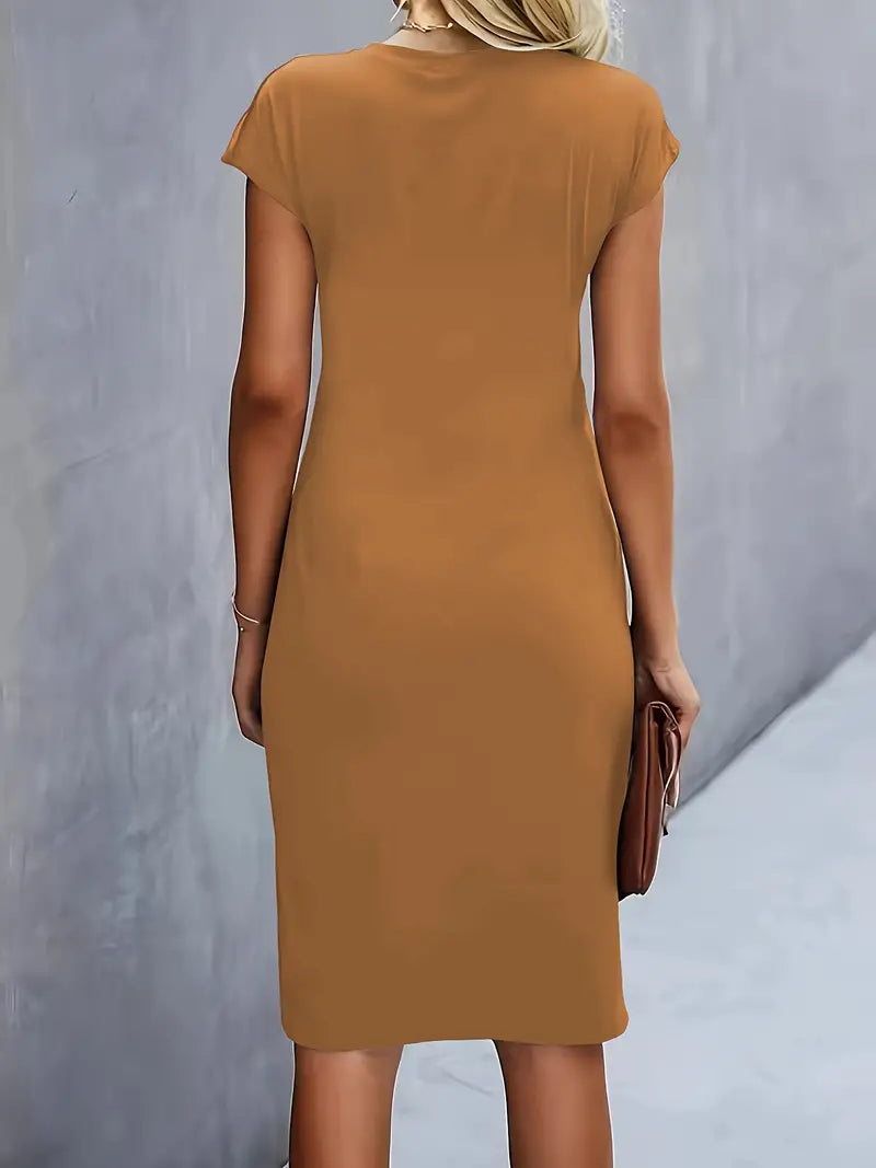 Women Midi Dress | Tailored Fit With Round Neckline Silhouette Design
