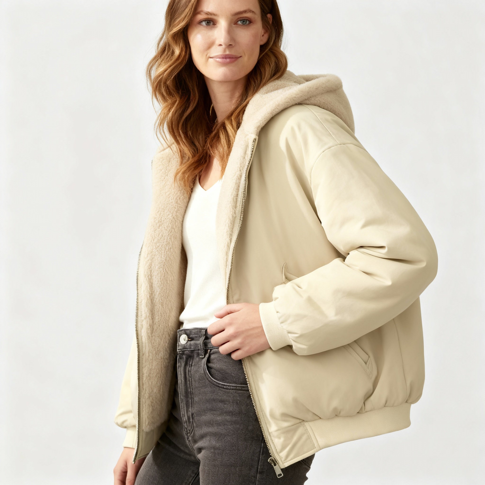Damen Jacke | oversized Aufbau mit gesteppter Konturführung