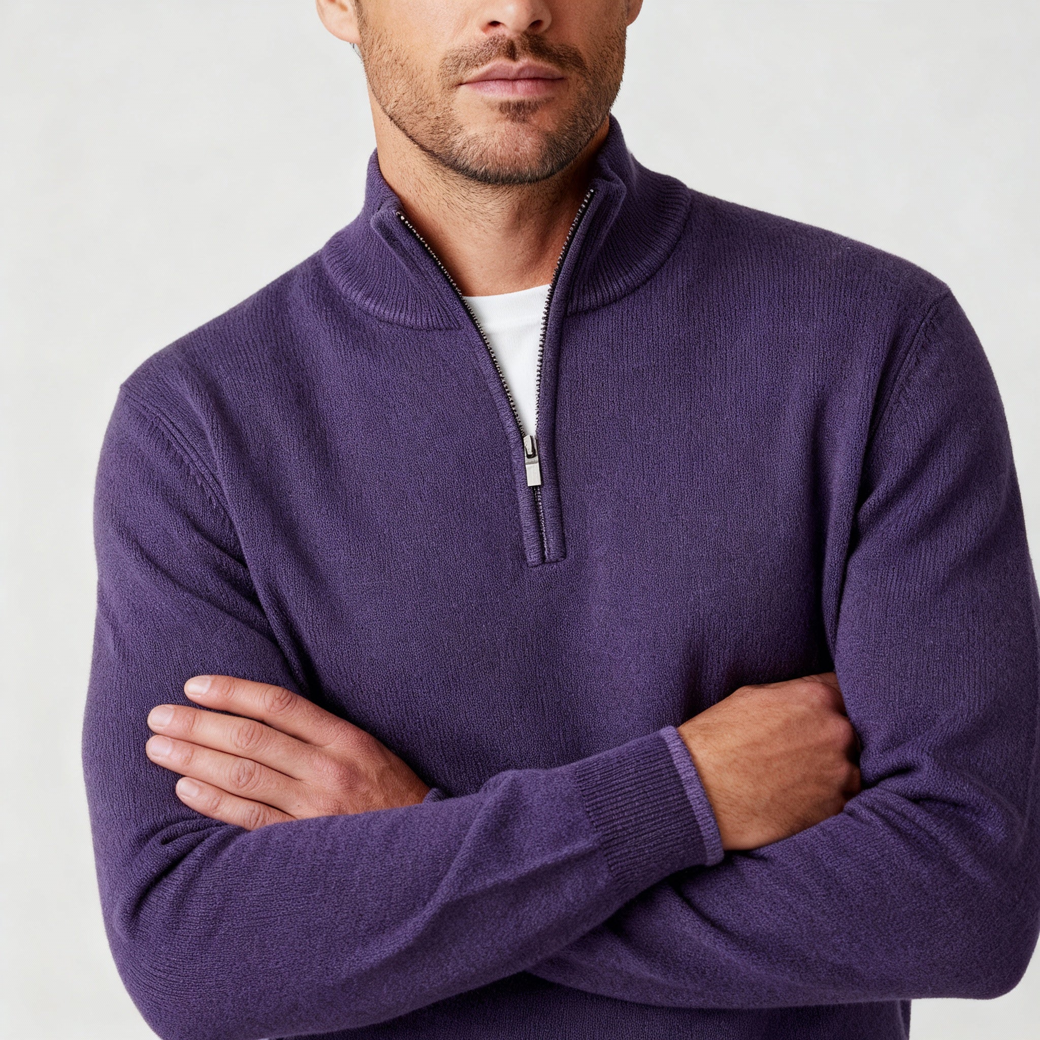 Herren Pullover | V-Ausschnitt mit Reißverschlussdetail