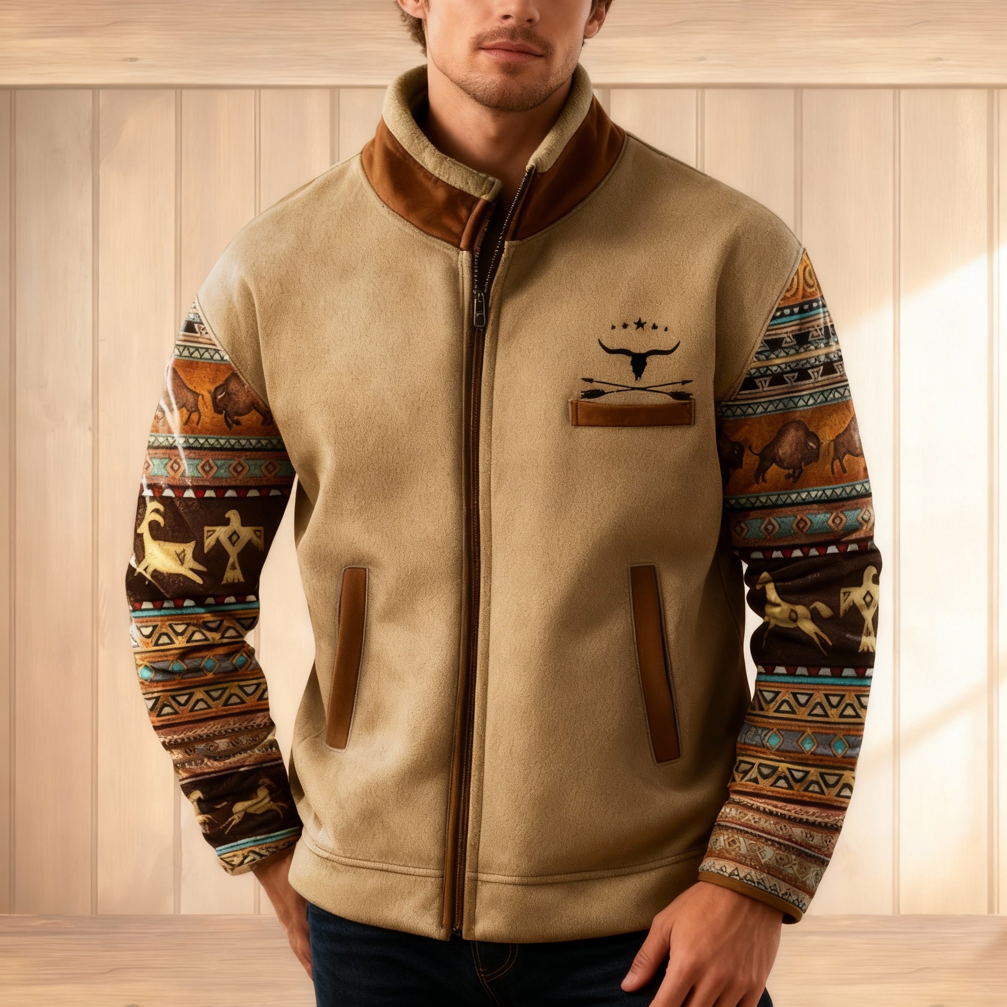 Herren Jacke | Durchgehender Reißverschluss mit Umlegekragen