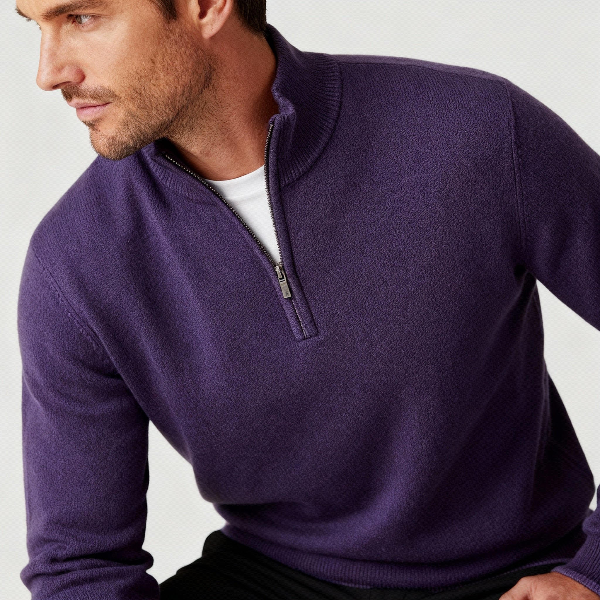 Herren Pullover | V-Ausschnitt mit Reißverschlussdetail