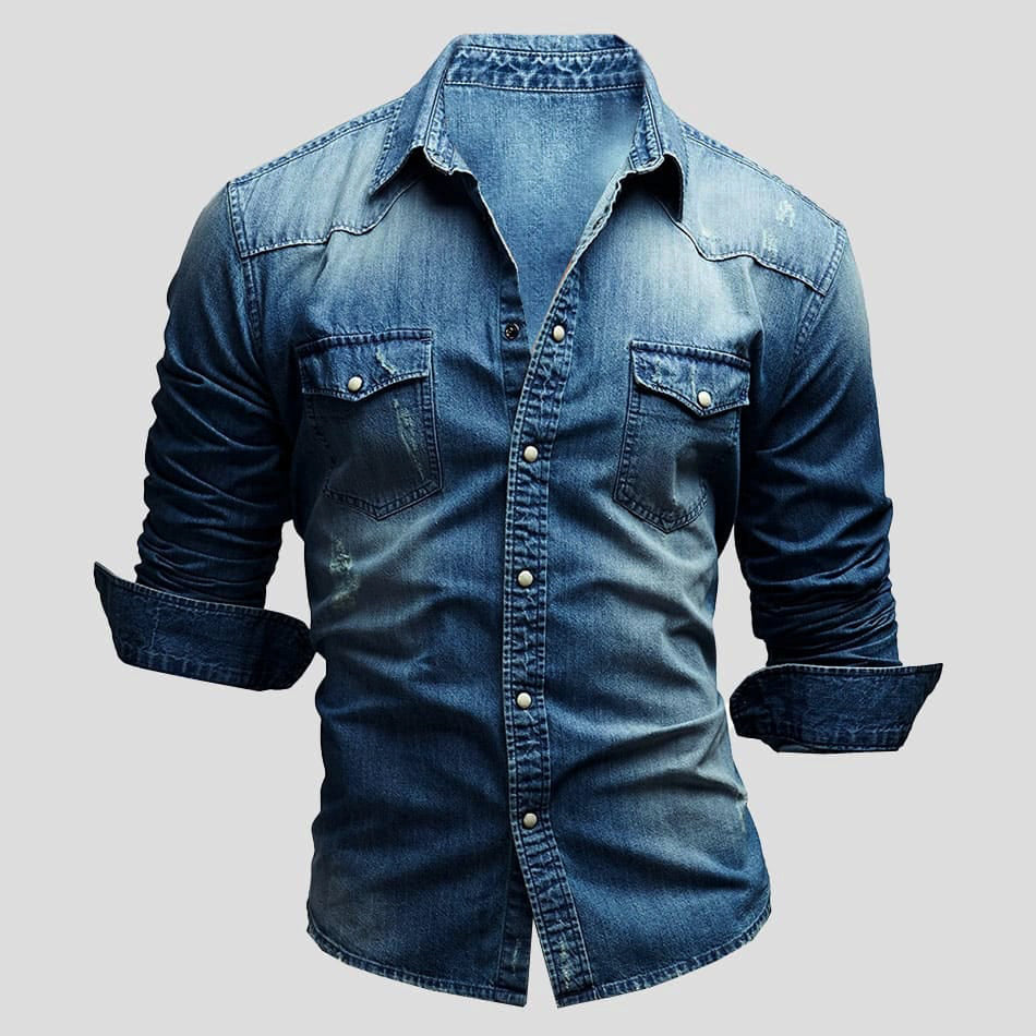 Hemd Herren | Denimhemd mit Brusttaschen und Knopfleiste
