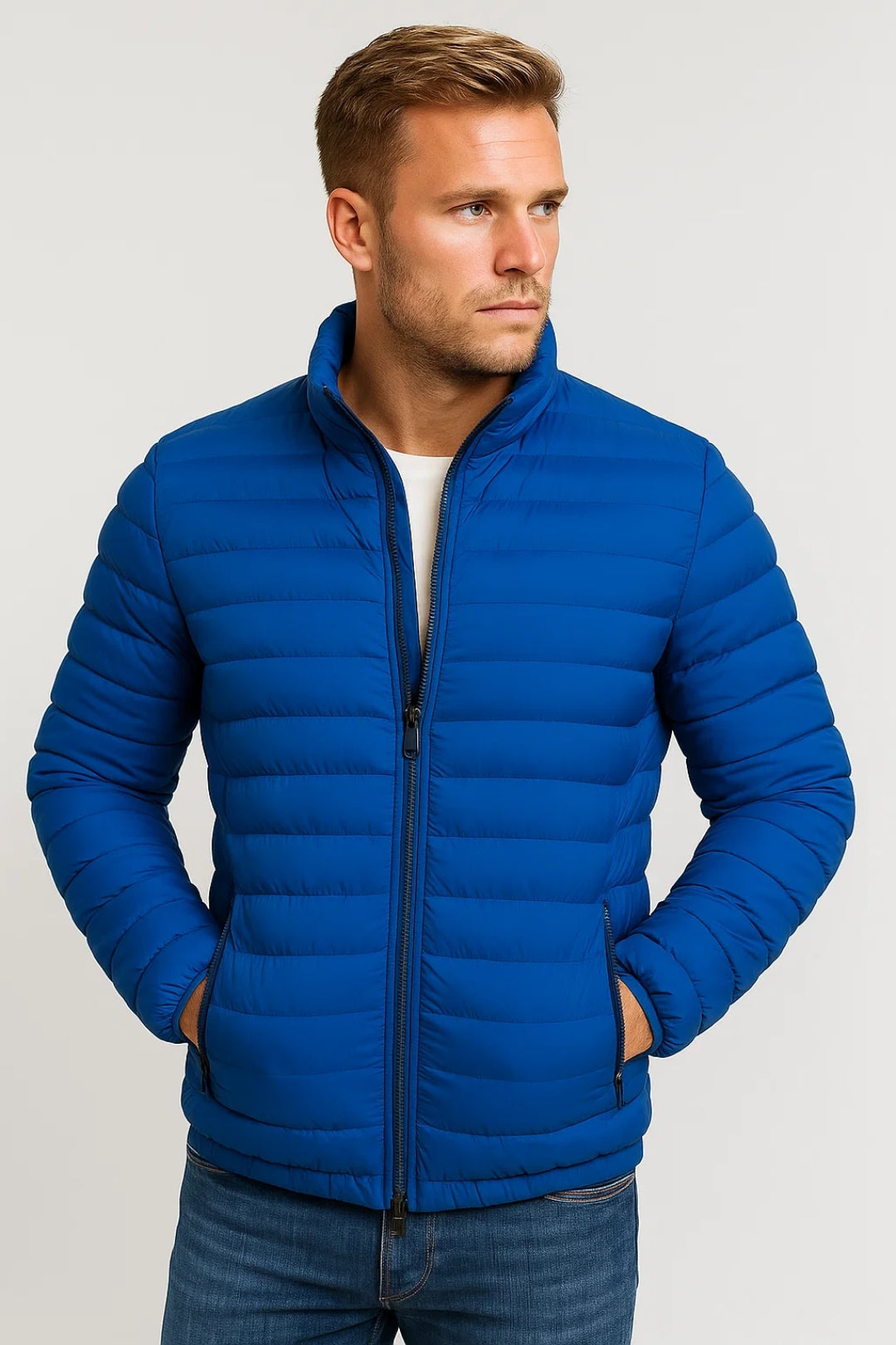 Herren Jacke | gesteppte leichte Form mit durchgehendem Verschluss