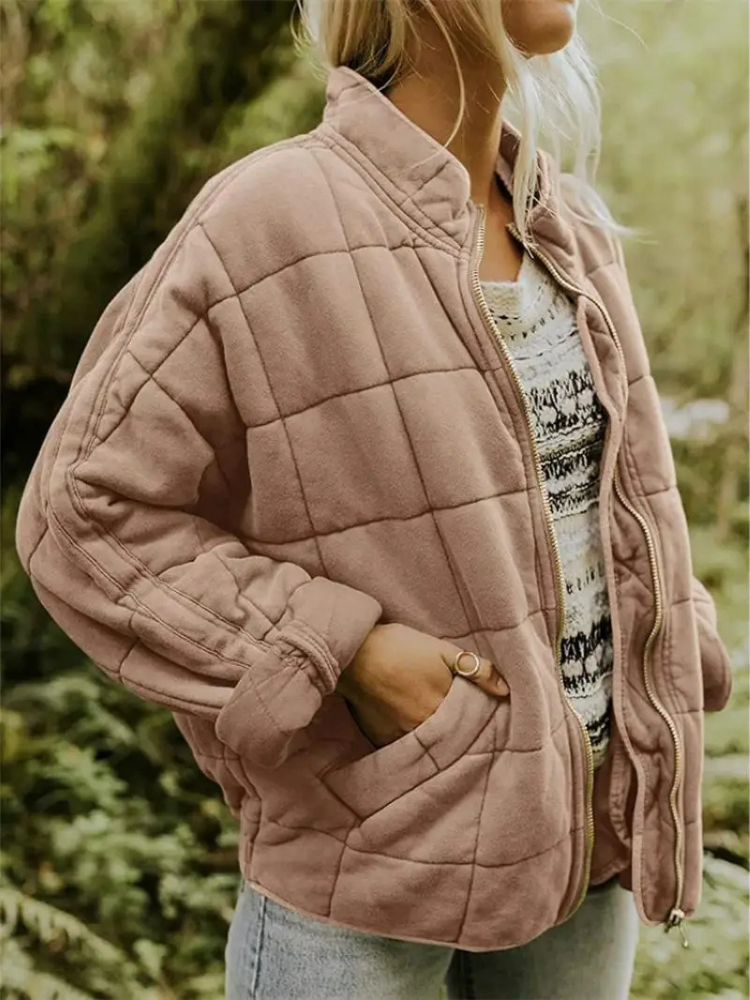 Damen Jacke | Steppnähte mit Frontreißverschluss