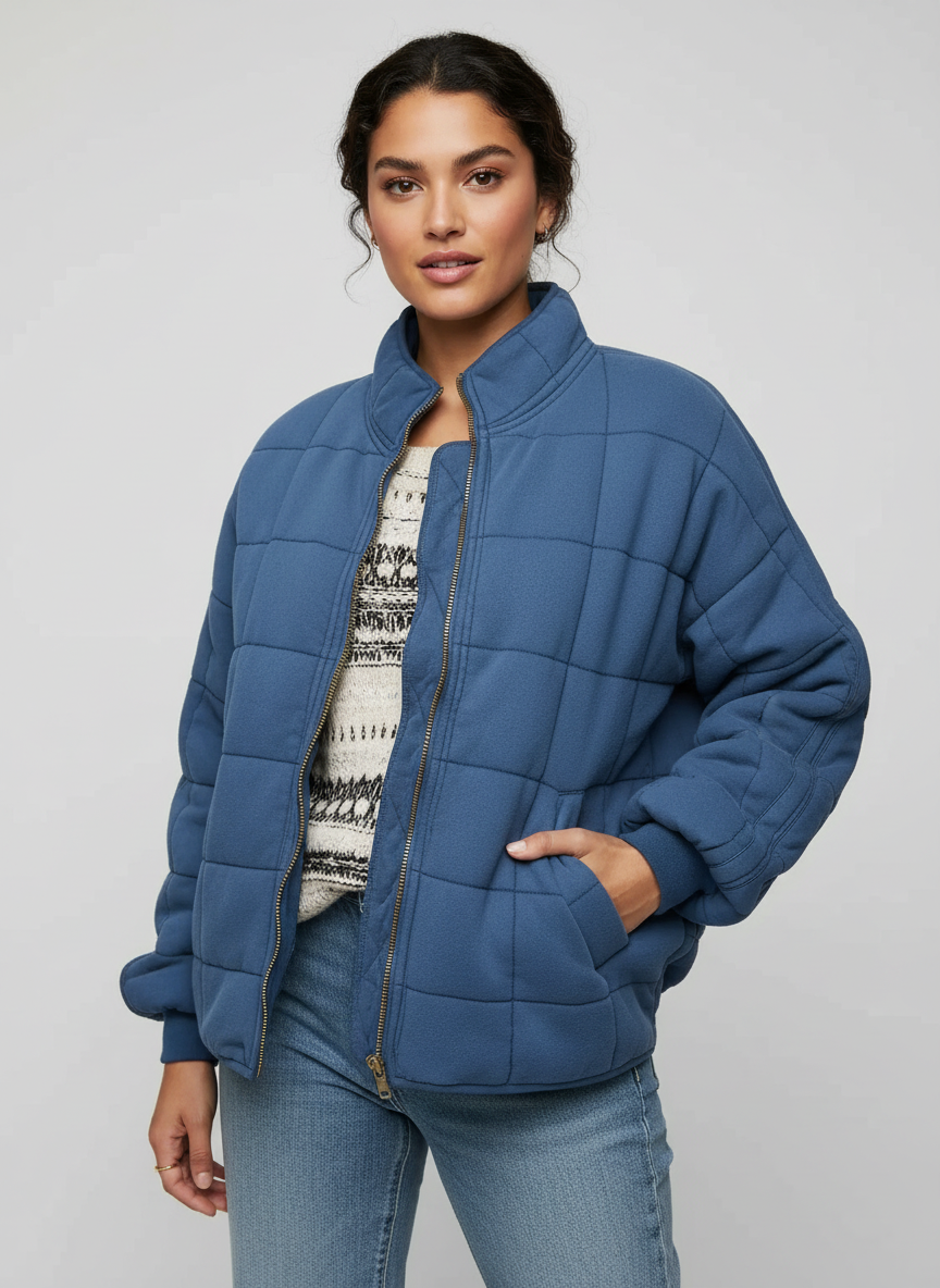 Damen Jacke | Steppnähte mit Frontreißverschluss