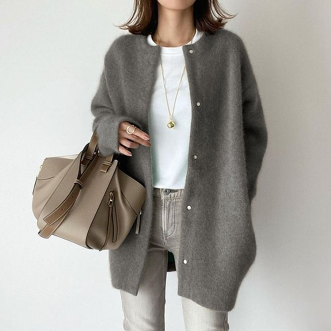 Damen Strickjacke | offen mit definierten Schultern