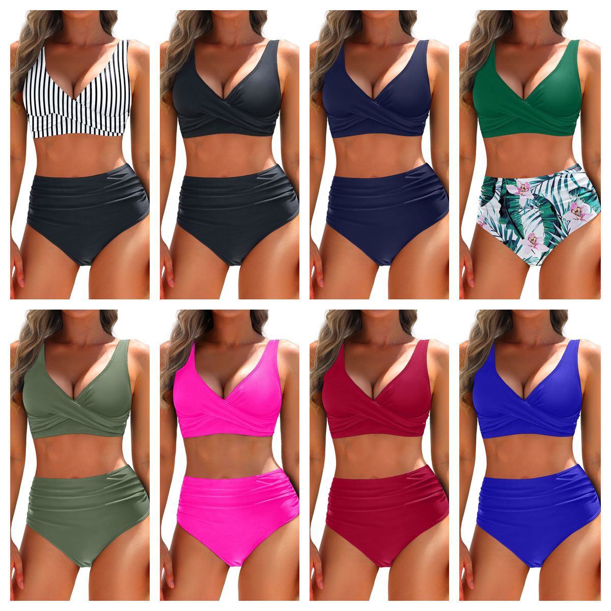 Damen Bikiniset | Wickeloberteil mit hoher Taille
