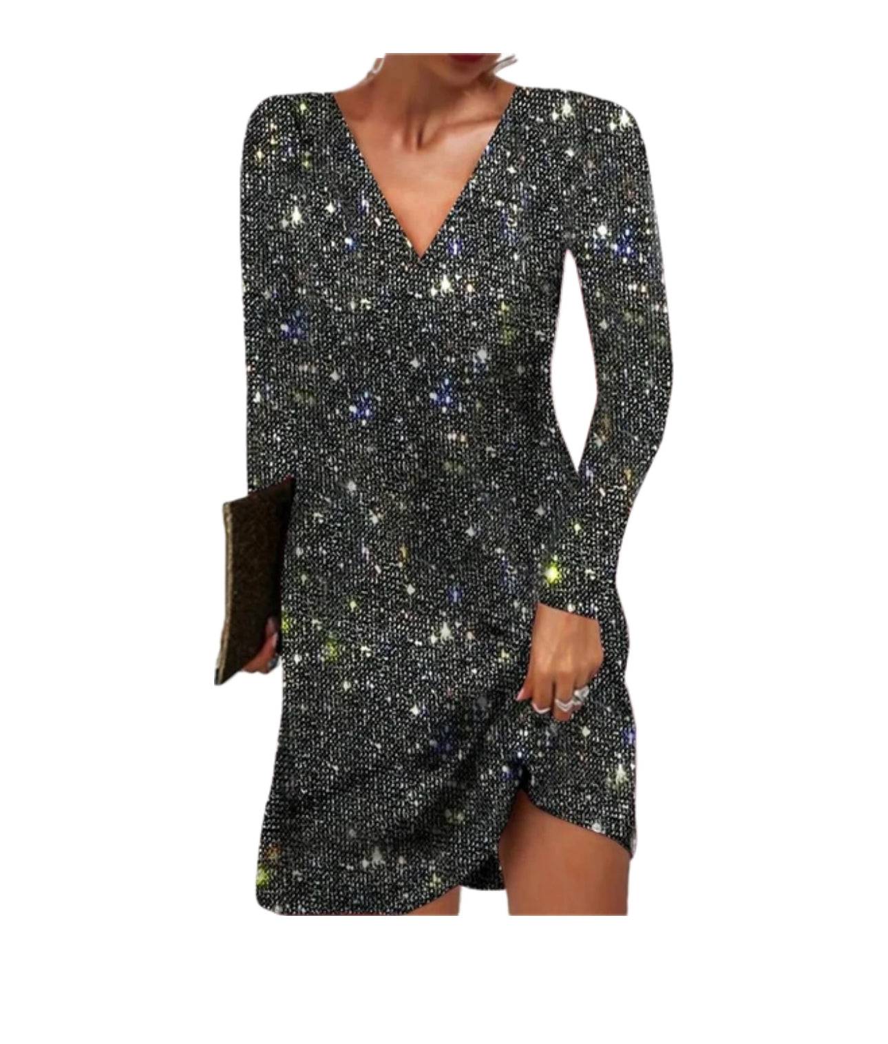 Damen Kleid | Kurze Form mit V-Ausschnitt und Langarm