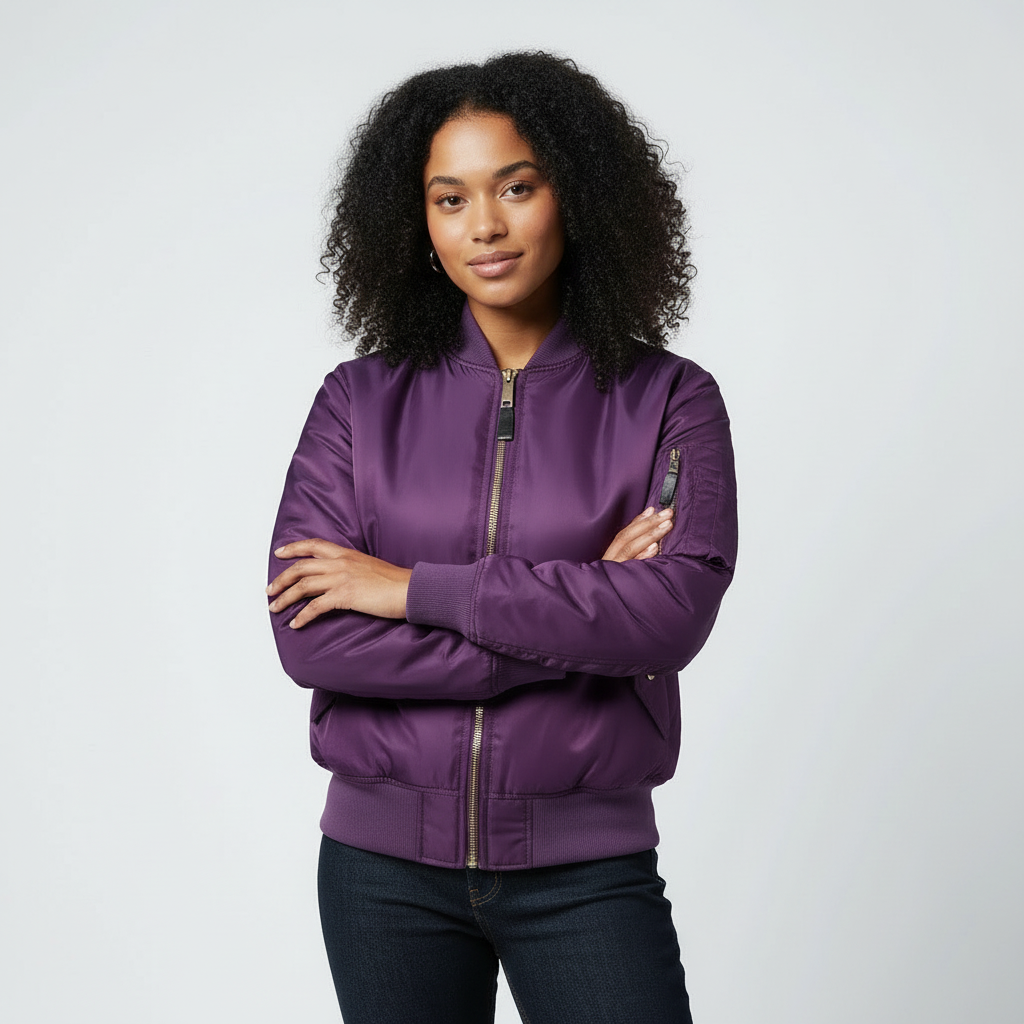 Damen Bomberjacke | Frontreißverschluss mit Ärmeltasche